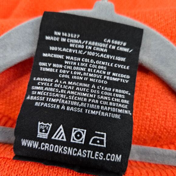 Crooks and Castles Knit Sweater Logo Color Block Orange Y2K Streetwear Large Men - Picture 5 of 7